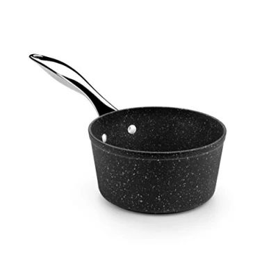 Imagen de MONIX Mineral Cazo 16 cm aluminio forjado con antiadherente, tipo piedra, sin PFOA, aptas inducción