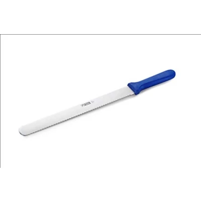 Imagen de Thermohauser Cuchillo de panadero (acero inoxidable, filo ondulado unilateral, mango plástico azul, hoja 31 cm)