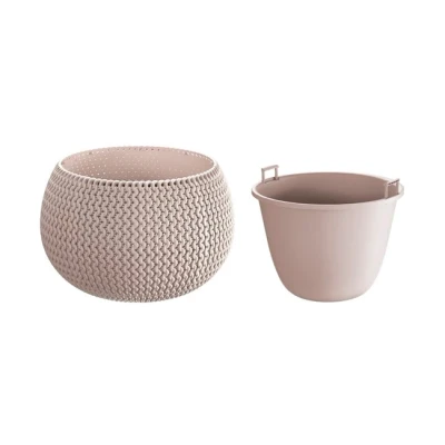 Imagen de Maceta redonda con deposito Splofy Bowl de plastico en color mocca 23,9 (largo) x (ancho) 16,1 (altura) cm