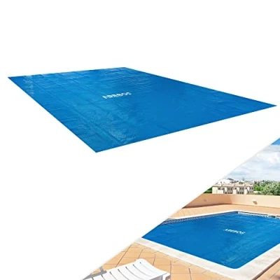 Imagen de Arebos Folio/Cubierta Solar Piscina Cubierta Cuadrada Ø 4,5 x 2,2 m Azul Lona Espesor 120 µm Rollo Recortable Calefacción para Calentar Agua