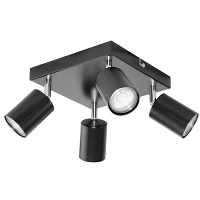 Imagen de Miratic Foco Techo Luminaria de Pared y GU10 máx. 4x50W, IP20 Lampara Interior para Salón Dormitorios Cocinas Pasillo (bombillo no incluido) (Negro)
