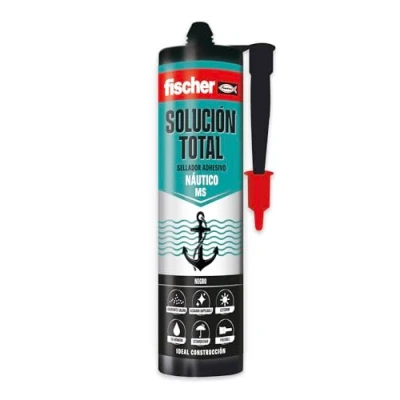 Imagen de fischer Solución Total Náutico Negro Sellante Polimero Adhesivo Silicona Negra Sellador Fugas Agua Juntas Piscina para Barcos (290ml)