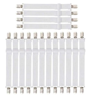 Imagen de o Kinee LAKIND 16PCS Sujetadores de Hojas Tirantes Ajustables para sábanas sofás (16pcs Blanco)