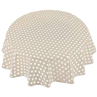 Imagen de Home Direct Mantel de Hule, Redondo 140 cm Lunares Beige