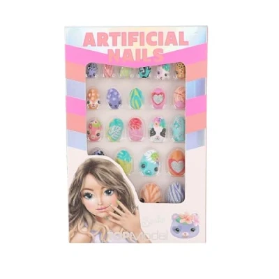 Imagen de Depesche 12820 TOPModel Beauty and Autoadhesivas Animales, diseños, 24 uñas Artificiales Puntiagudas en Varios tamaños, Corazones, Multicolor