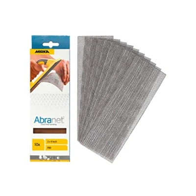 Imagen de Mirka Abranet tiras de lijado malla 80x230mm / hojas con velcro grano P80 10 piezas AE175F1080 para el sin polvo madera, masilla, barniz, plásticos