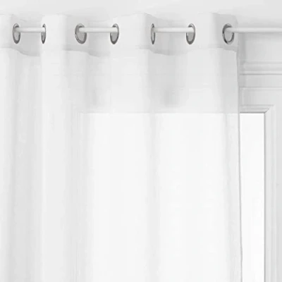 Imagen de ATMOSPHERA CREATEUR D&#039;INTERIEUR Homemaison Visillo Ligero Uni con Anillas integradas, poliéster, Blanco, 240 x 140 cm