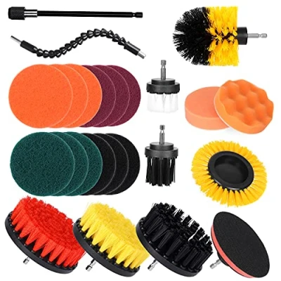 Imagen de 24 Cepillo de Taladro Eléctrico Limpieza Kit Multifuncional Brocha Depurador Accesorios para Limpiar Baño, Piso, Azulejo, Esquinas, Cocina