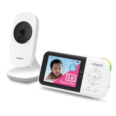 Imagen de VTech Monitor de bebé VM819, pantalla 2.8 pulgadas, visión nocturna, audio bidireccional, sensor temperatura y canciones cuna, transmisión segura sin WiFi