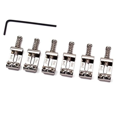 Imagen de Alnicov Sillín de guitarra eléctrica, 6 sillines puente para electrónica Strat Tele cromado