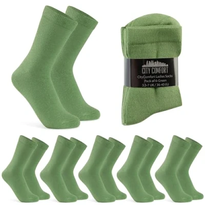 Imagen de CityComfort Calcetines de Pantorrilla para Mujer, Set 6 o 12 Unidades (Verde Pack)