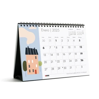 Imagen de Miquelrius Calendario de Sobremesa 2025, A5: 210 x 148,5 mm, Con espacio para anotar, Encuadernación espiral doble, anual escritorio, Español, Diseño Casas