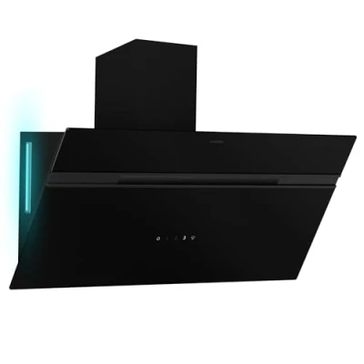 Imagen de Klarstein Alina Campana Extractora 90 cm, 615 m3/h, Eficiencia Energética A, Led 9 Colores, Panel Táctil, 54 dB, Negra, Modo Recirculación de Aire, Extractor Cocina