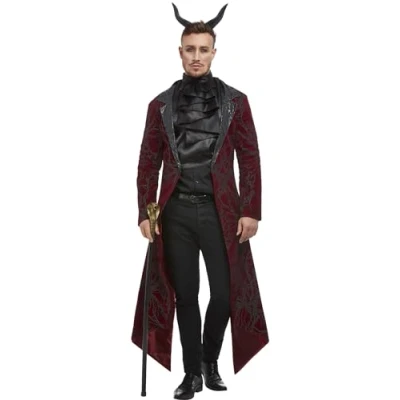 Imagen de Smiffys Disfraz de diablo, lujo, Rojo, Chaqueta, corbata y cuernos