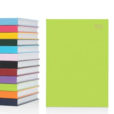 Imagen de Agenda de 2025, tamaño A5, una página por día, con tapa dura, año completo, calendario diario, color lima (idioma español no garantizado)