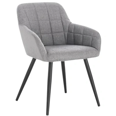 Imagen de WOLTU 1 x Sillas de Comedor Nordicas Estilo Vintage Juego 1, Silla Cocina Tapizada con Reposabrazos Tapizadas Lino, Estructura Metal, Gris Claro BH107hgr