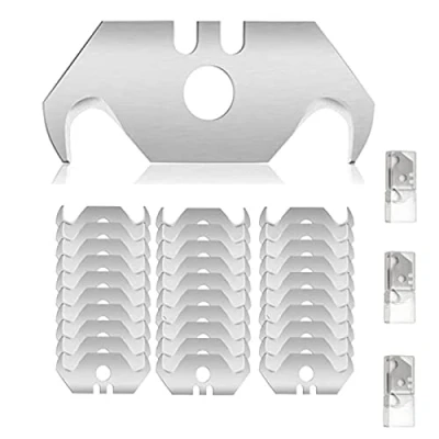 Imagen de 30 Piezas Unidades Cuchillas de Gancho, Hojas con Perforación, Gancho Trapezoidal para Cúter Agujero, 0,5 MM Grosor