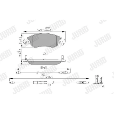 Imagen de JURID 573026J Juego de pastillas freno con contacto avisador desgaste accesorios CITROËN: C5 I Hatchback, II Hatchback