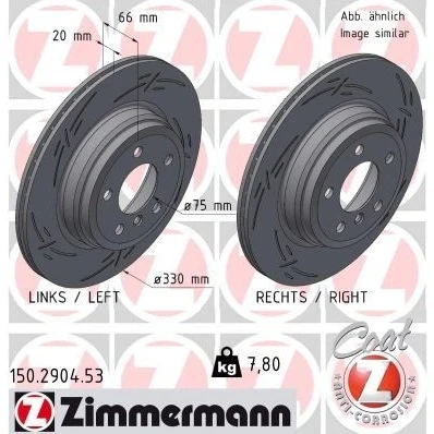 Imagen de ZIMMERMANN 150.2904.53 Disco de freno 330 20 6/5 5 120 ventilación interna, ranurado revestido altamente carbonizado BMW: 3 Berlina, 4 Coupé