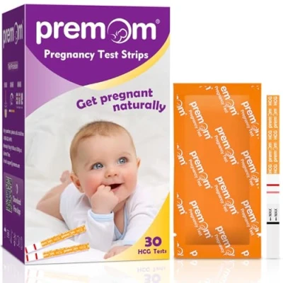 Imagen de 30 Pruebas de Embarazo Alta Sensibilidad: Premom Test Rápido hCG 10 mUI/ml Orina con App Inteligente Premom丨Tira Reactiva Temprana