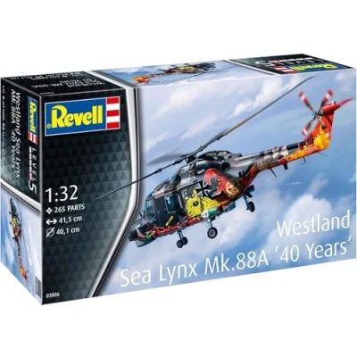 Imagen de Revell 03806 Westland Sea Lynx MK.88 (edición especial de 40 años) Kit modelo plástico sin construir/sin pintar, escala 1:32, color moldeado