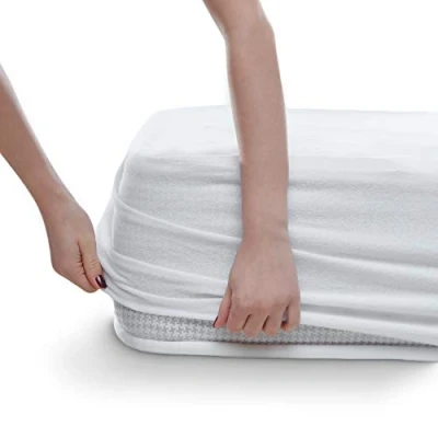 Imagen de Alreya Protector de colchon Impermeable 90x200 cm con 4 Bandas elásticas Cubre Colchón Transpirable, Algodón Natural, Hipoalergénico, Anti bacteriano, acaros Garantia 10 Anos