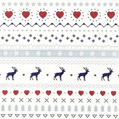 Imagen de 20 servilletas con diseño escandinavo ciervos y corazones invierno Navidad decoración de mesa decoupage servilleta técnica 33