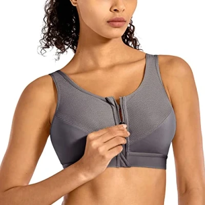 Imagen de SYROKAN Sujetador Deportivo Espalda Deportiva con Cremallera para Mujer Madera Salvaje 85C