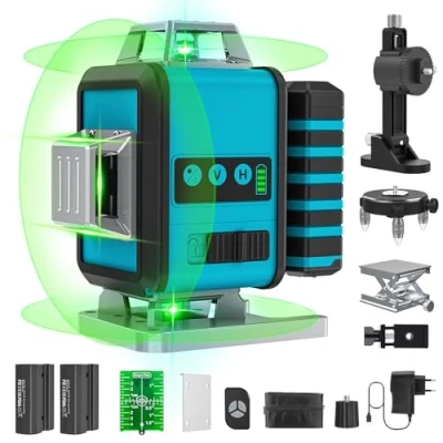 Imagen de 【Modo de Pulso】Nivel Laser Autonivelante 360x 4, Nivel Láser Verde Grado, 2 x 360 Horizontal y Verticales, Batería, Función Pulso