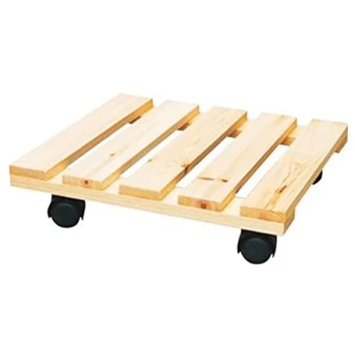 Imagen de SWR Carrito Madera para Plantas, Soporte Maceta Resistente, Rodillo Cuadrado Plantas con 4 Ruedas Giratorias, Exterior/Interior 30 Ancho X Largo 7 Altura CM