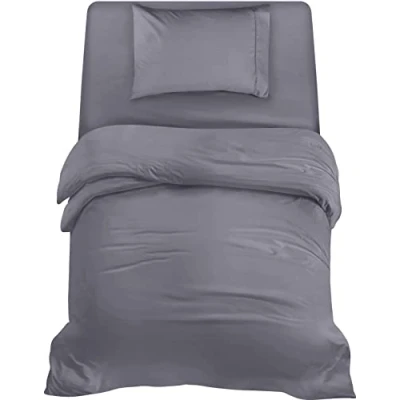 Imagen de Utopia Bedding Funda nordica Cama 90, Sabana Bajera 90x190 y Almohada (50x75cm) edredon 135x200 Juego de Microfibra cepillada Suave (Gris)