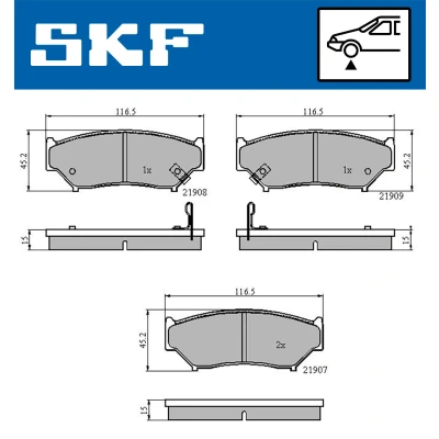 Imagen de SKF VKBP 80572 A Juego de pastillas freno con avisador acústico desgaste SUZUKI: Vitara I SUV