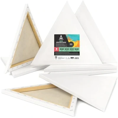 Imagen de ARTEZA Set de Lienzos para Pintar con Forma Triángulo [35,56 cm] Juego 8, Lienzo Triangular 100% Algodón