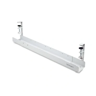 Imagen de StarTech.com Bandeja de gestión Cables para Debajo del Escritorio, Longitud Ajustable, instalación con Abrazadera, no Requiere taladrar, Color Blanco