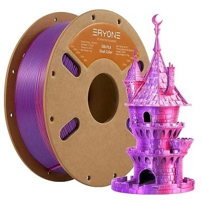 Imagen de filamento PLA ERYONE Dual Zweifarbig de 1,75 mm, Drucker 3D 1 kg +/ 0,03 naranja, rojo y morado