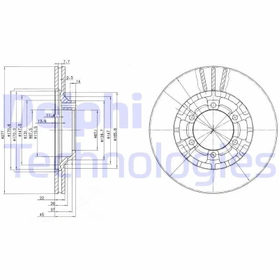 Imagen de DELPHI BG2561 Disco de freno 277 22 6 ventilado aceitado sin procesar cojinete rueda, anillo sensor ABS MITSUBISHI: PAJERO 1, 2