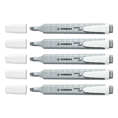 Imagen de STABILO Swing Cool Resaltadores pastel con punta biselada, color gris seda, paquete de 3 unidades