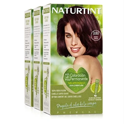 Imagen de Naturtint Coloración sin amoniaco 100% cobertura de canas Ingredientes vegetales Color natural y duradero 3.60 Negro Cereza Pack 3