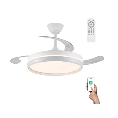 Imagen de Ventilador LED aspas plegables Michu Evo 72W con Memoria de encendido, APP, Mando a distancia CCT 3000 4000 6000K, Intensidad Regulable, Silencioso