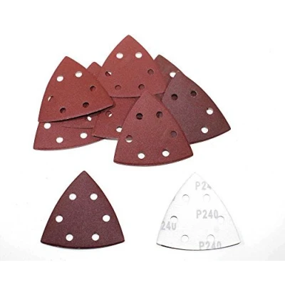 Imagen de 180 Hojas Velcro Triángulo para lijadora delta 93 x mm, 6 Agujeros Granos 30 grano 40, 60, 80, 120, 180, 240, / triangular papel de lija