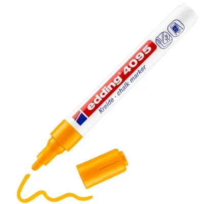 Imagen de edding 4095 marcador de tiza naranja neón 10 rotuladores punta redonda 2 3 mm para cristal borrables pizarras, vidrio y espejos líquida cobertura opaca