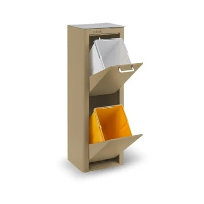Imagen de DON HIERRO Cubo de basura y reciclaje lacado, 2 cubos gran capacidad, CUBEK Arena