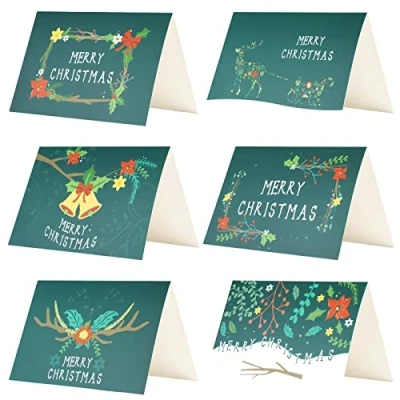 Imagen de Kesote 24 Tarjetas de Navidad con Sobres Regalo + Pegamento, 15 x 10 cm