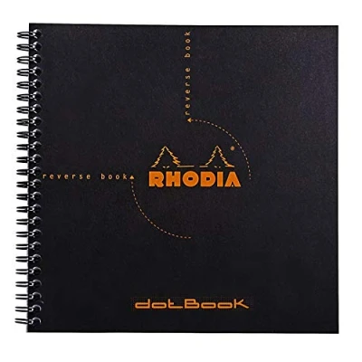 Imagen de Clairefontaine ES Rhodia Reverse Book Libreta de anillas, a cuadros, 21 x cm, 80 hojas, color Negro 210 mm