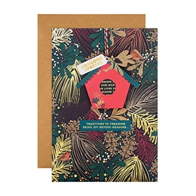 Imagen de Hallmark Tarjeta de Navidad para alguien especial, diseño contemporáneo con casa pájaros colgar