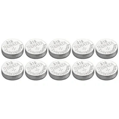 Imagen de RENATA Lote de 10 pilas botón plata óxido 319/SR527 SW 0% mercurio 1,55 V