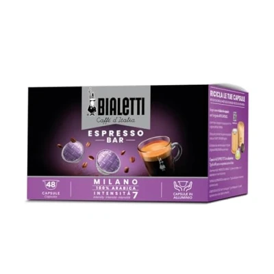 Imagen de Bialetti Caffè d&#039;Italia Milano Caja de 48 cápsulas, intensidad 7, compatibles con máquinas sistema cerrado, aluminio