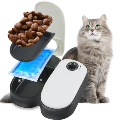 Imagen de Pawise Comedero automático para Mascotas de 300 ml, dispensador Alimentos Perros y Gatos, 27 x 7 24 cm