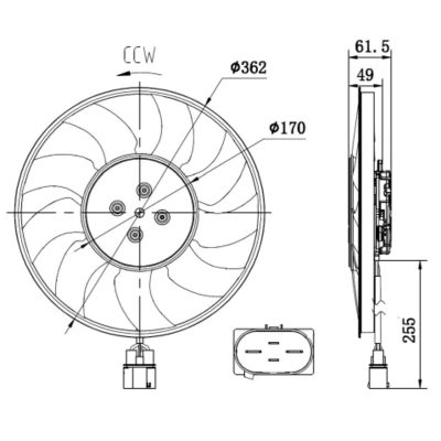 Imagen de NRF 47917 ventilador de radiador 362 12 400 sin bastidor (armazón), Motor escobillas AUDI: Q7, A4 B9 Berlina