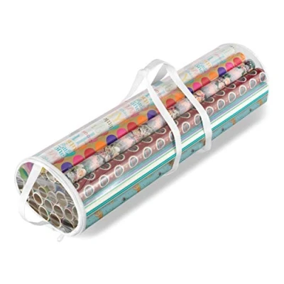 Imagen de Whitmor Rollos de almacenamiento transparentes con cremallera, organizador papel regalo, 25 unidades (paquete 1), transparente